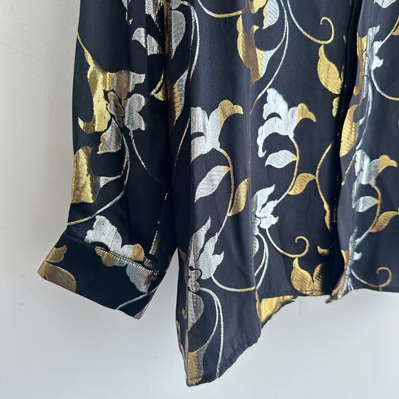 Vintage Silk Shirt Men Small Metallic Rave Disco Glam Club Baroque 90s Statement - Picture 9 of 13